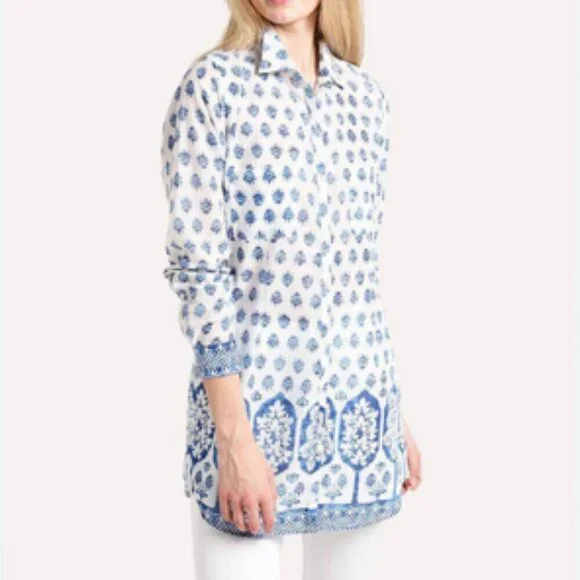 Jude Connally Callie Tunic Top Long Sleeve Button Up 100% Cotton Small - Picture 8 of 8